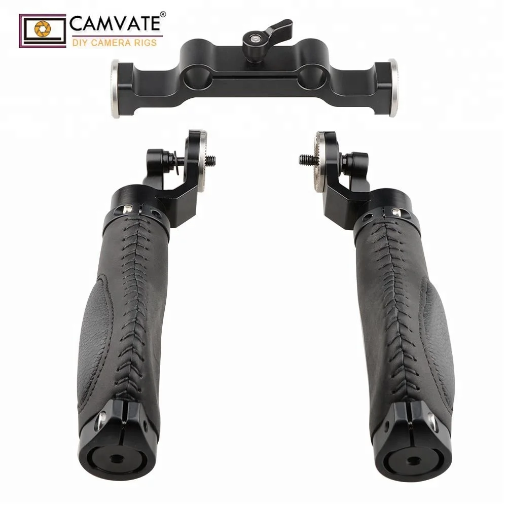 CAMVATE Shoulder Camera Support 15mm Rod Clamp Camera Grip Black Leather Grip for ARRI Sockets DSLR Fotografica Kit