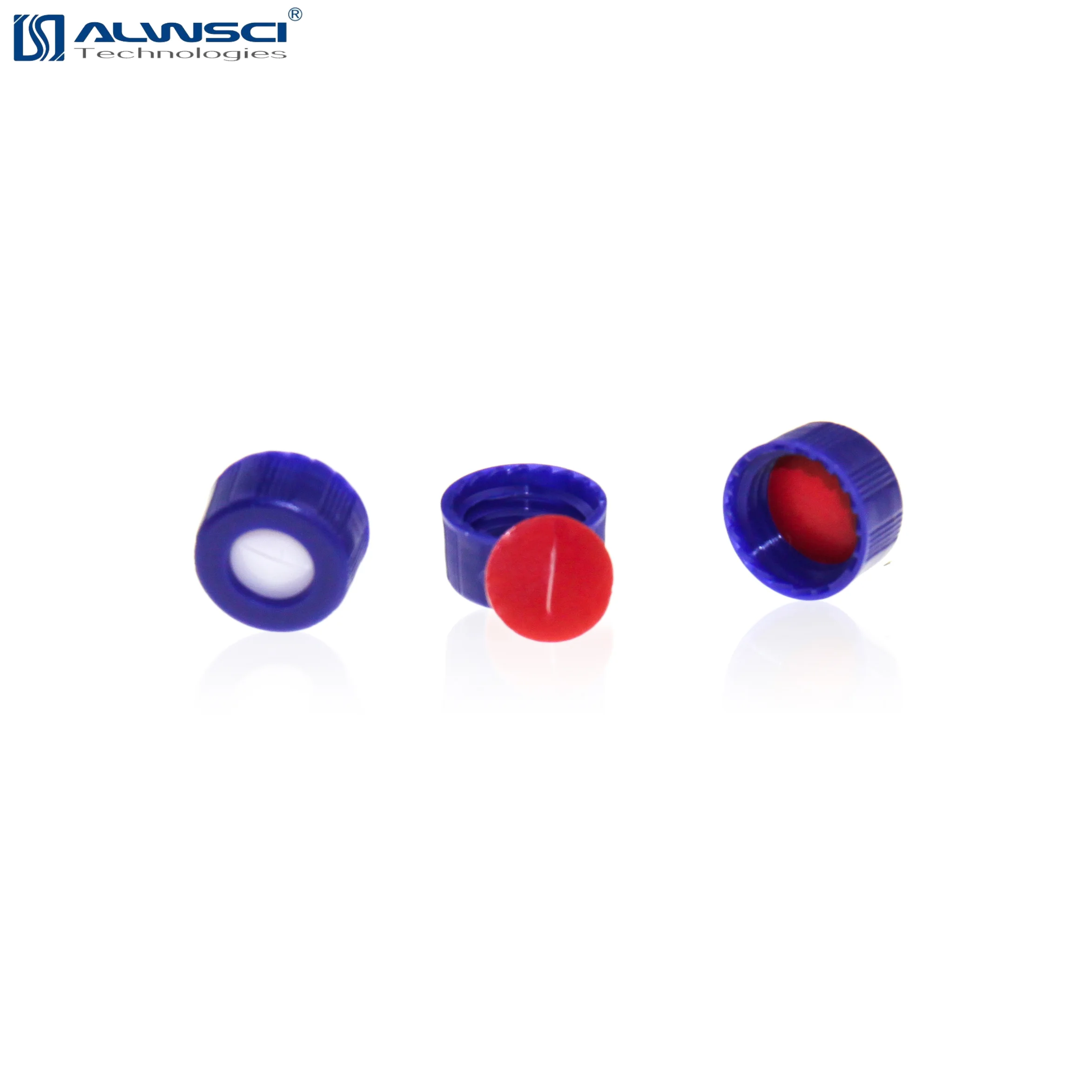 ALWSCI Blue 9-425 Open top Screw Cap with ptfe silicone preslit septa for Short Neck 9mm ND hplc vials 9-SP3005-2A