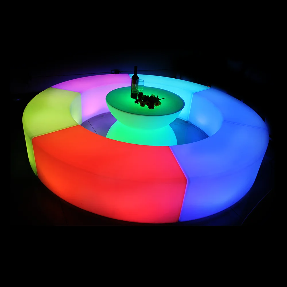 commercial used glowing party stool bench illuminated led light up curved patio seat garden plastic outdoor furniture