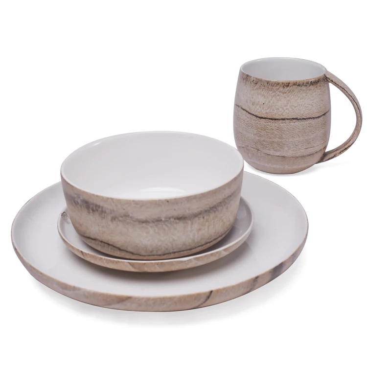 Rustic style custom decal restaurant hotel used home goods factory price porcelain dinnerware set