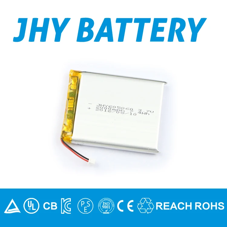 3.7v 2000mAh 605060 GPS long cycle life li-polymer battery with UL CE CB KC ROHS REACH IEC62133 UN38.3