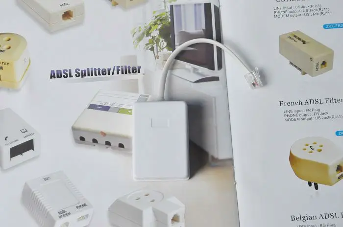 2 Ports Dual DSL ADSL RJ11 and RJ45 Splitter For Phone and Modem