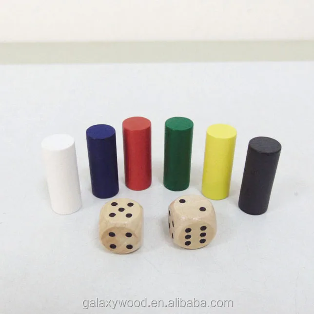 Custom  cylinder  shape wooden board game tokens  with different size and color