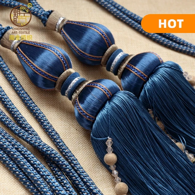 
Large Drapery Curtain Tie-Backs Twisted Rope Braided Tassels 
