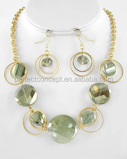 Handmade glass beads Fashion Necklace Earring Sets Multi rows beads Necklace Beads Statement Necklace