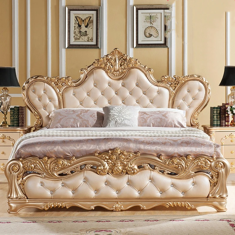 CBMmart American Design Classic King Size Bedroom Set Style Hot Sell Royal Luxury Bedroom Furniture up-holstered beds