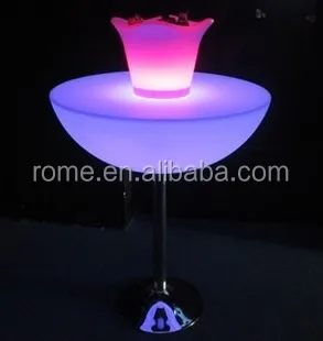 stainless steel base glass top Multi Color Changing illuminated Fashion round LED Bar cocktail Table