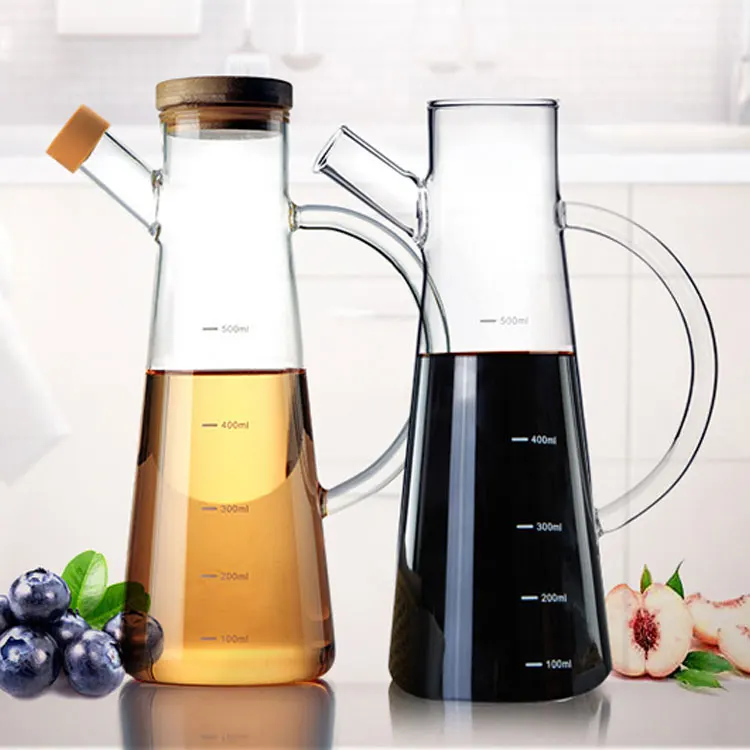 Olive Oil Pot Dispenser Bottles High Borosilicate Glass Storage Bottles & Jars Cover Handmade Customized Package Multifunction