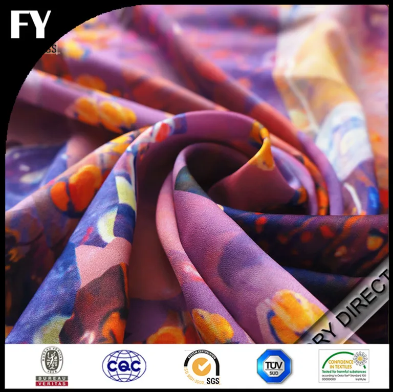 hot sale pure silk crinkle chiffon fabric for digital print
