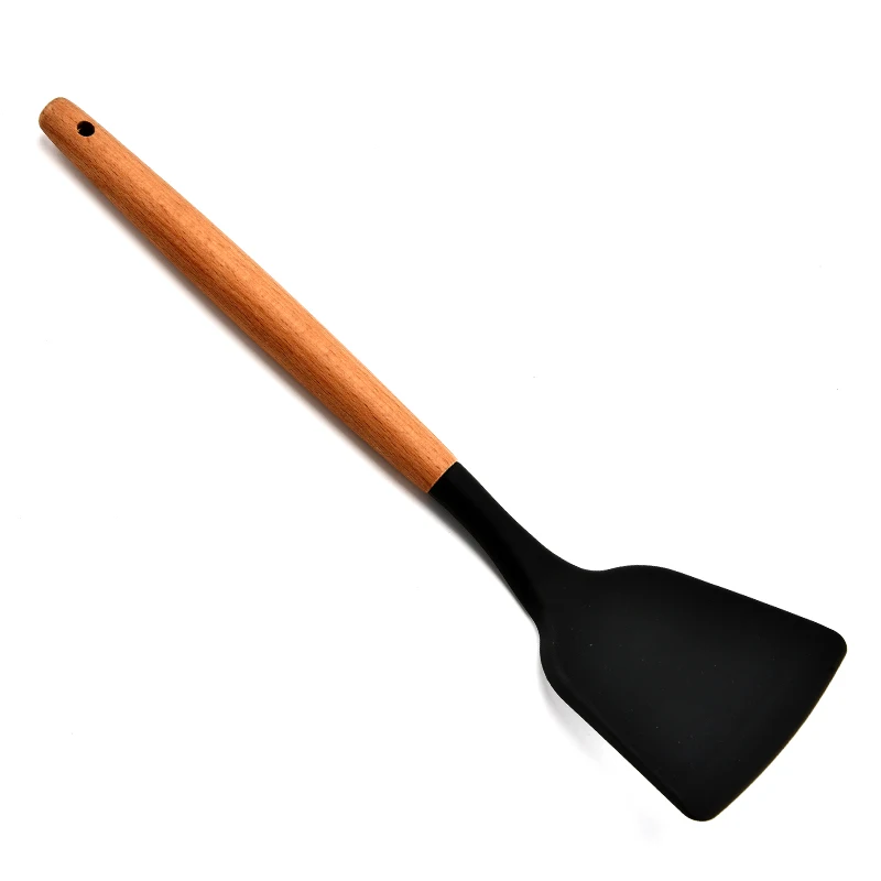 
9 Pcs Wholesale Kitchen Accessory Hot Sales Heat-resistant 9 Pieces Silicone and Wooden Handle Kitchen Utensil Set 