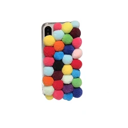 Customized Colorful Cashmere Pom Ball Tpu Mobile Phone Case Cover For Iphone Xs Max