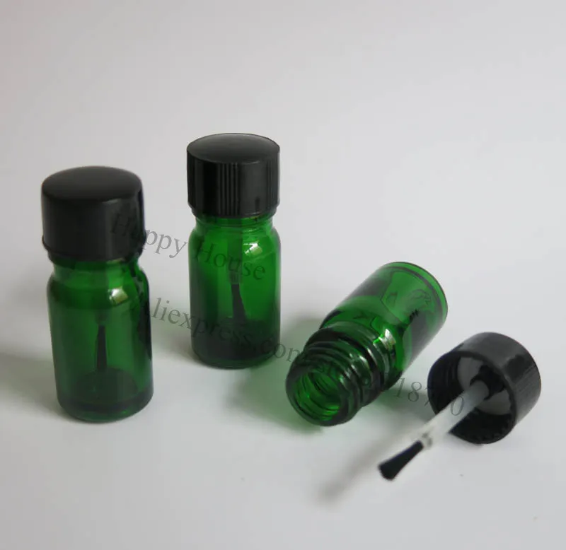 500 x 5ml Mini Green Glass Nail Polish Bottle 5cc Small Glass Oil Bottle With Brush