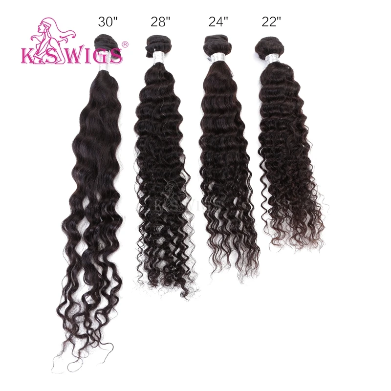 
K.S WIGS Deep Wave Bundle Hair 18 Inch Black Deep Wave Ponytail Hair 100g Soprano Remy Deep Wave Hair Extensions 