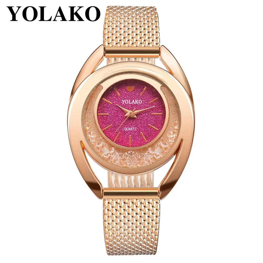 2019 New Trendy Ladies Mesh Leather Quartz Wrist rhinestone watch JSW-0948