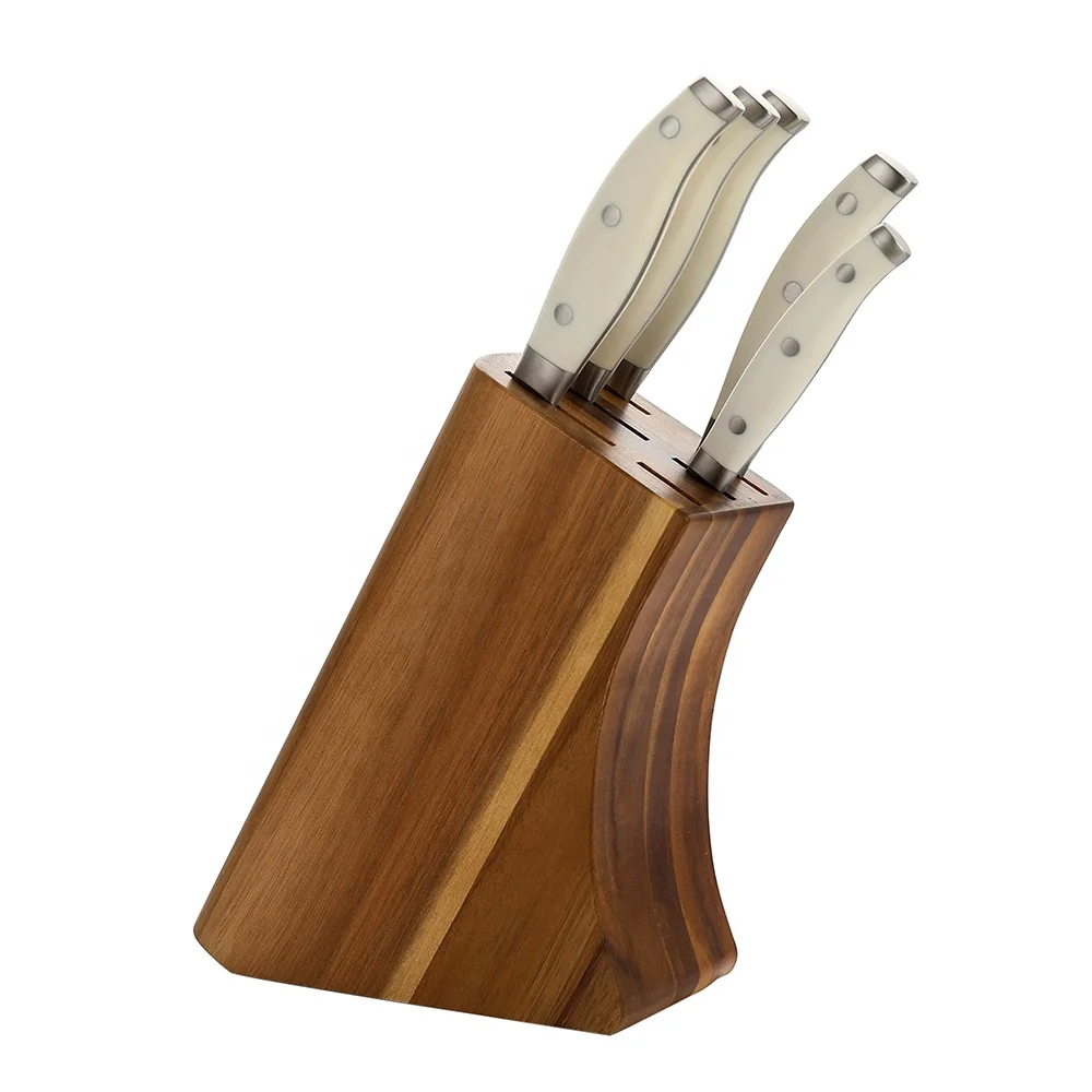 
Good quality oak wood material kitchen knife block stander holder storage for kitchen knives set 