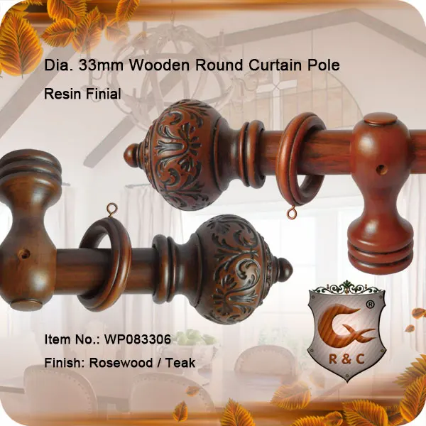 Antique silver hardwood decorative fancy curtain rods