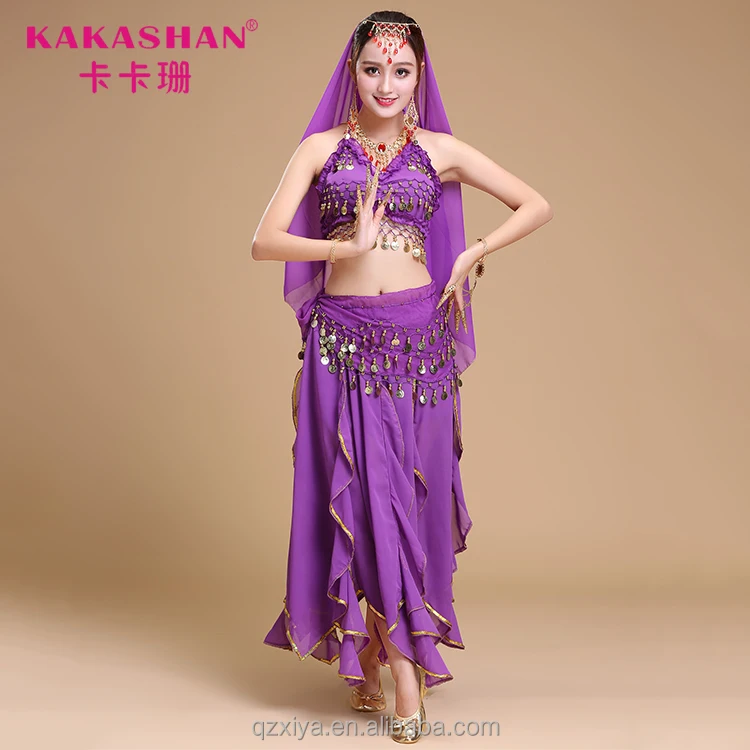 Adult Bollywood Turkish Belly Lyrical Dance Costume Top And Skirt Set
