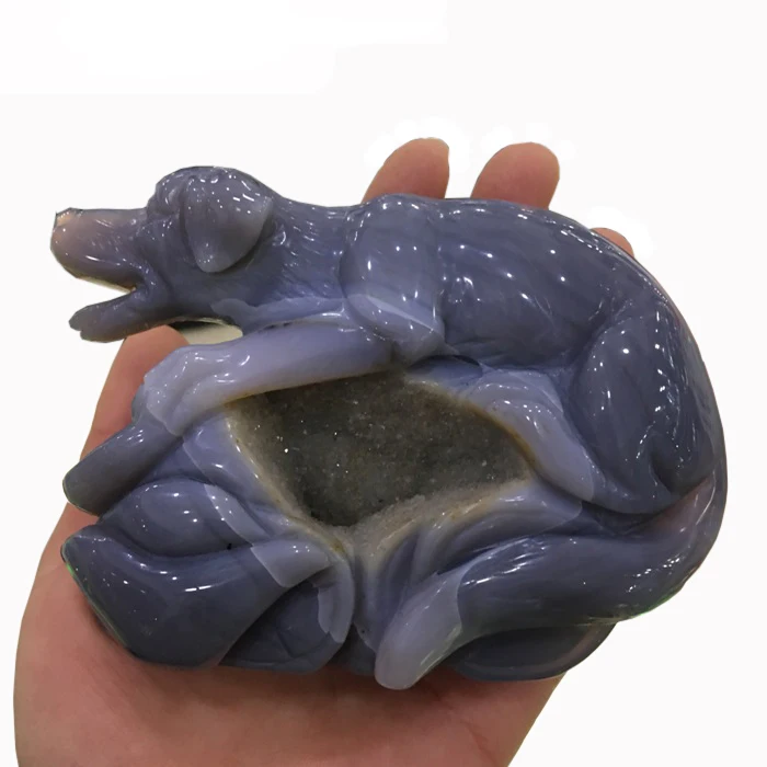 Custom High Quality Natural Agate Polished Carving Crystal Agate Dog Decoration