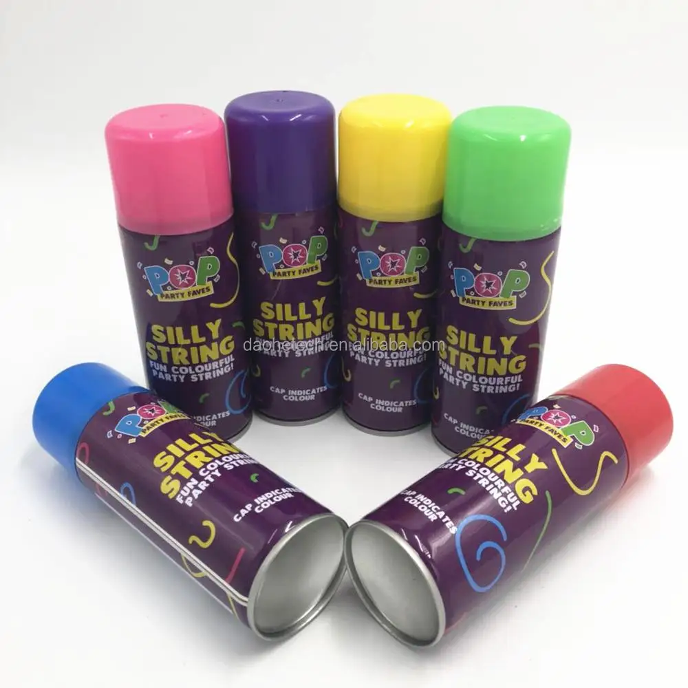 Factory wholesale good quality color silly party string spray