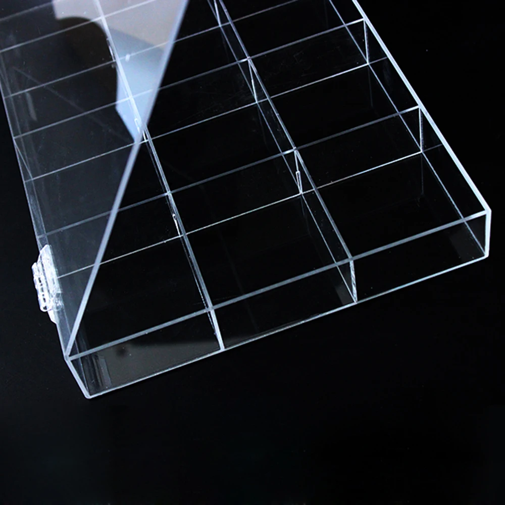 Custom High Quality 12 Grids Makeup Organizer Box Cosmetic Nail Jewelry bead Organizer Storage Box Transparent Desktop Box