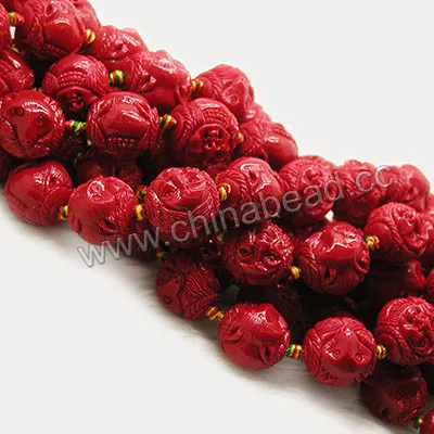 Hot sale hand carved stone beads, red coral jewelry