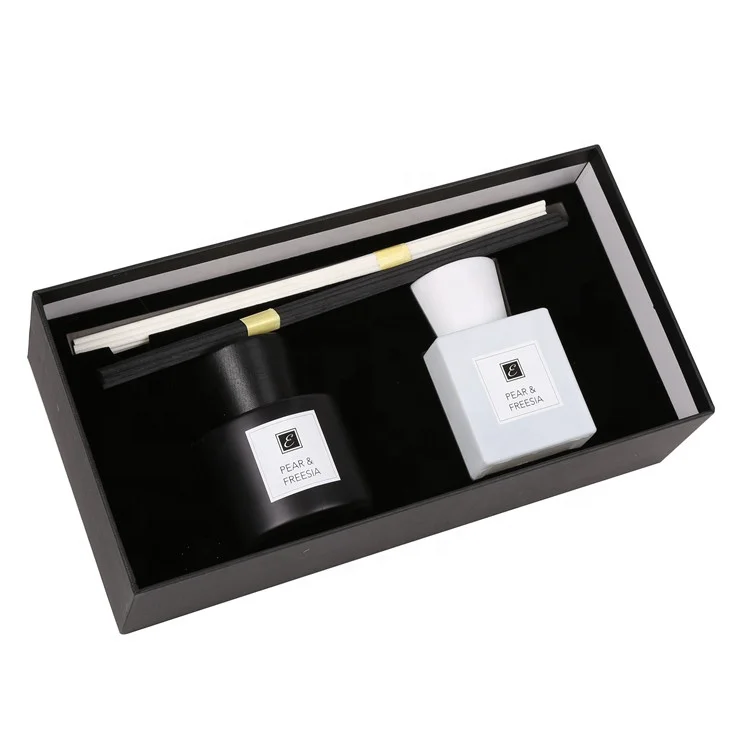 Hot sale home fragrance gift glass bottle perfume aroma scented reed diffuser with rattan