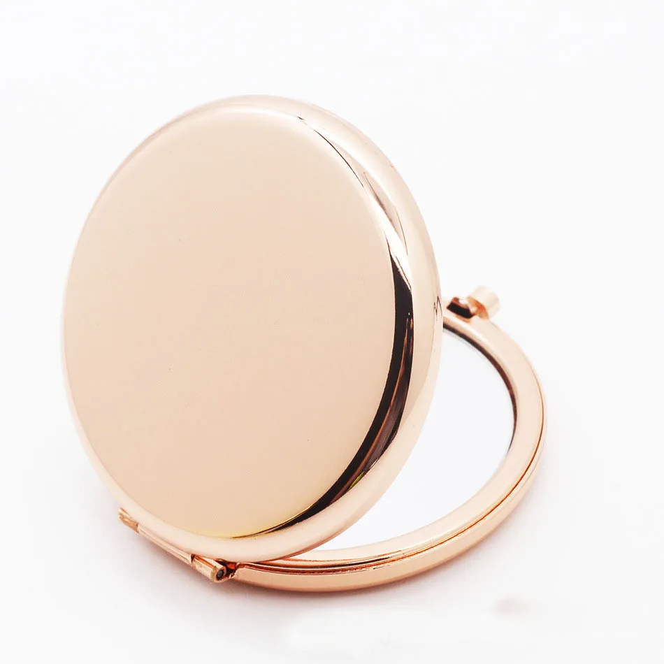 Round Metal Cosmetic compact Mirror Hand Size Mirror custom logo Ultra-Portable for Purses and Travel