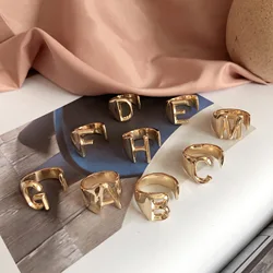 26 English 2020 fashion alphabet gold letter ring for women initial name letter simple rings jewelry women
