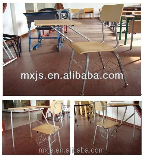 Student chair with arm and book basket