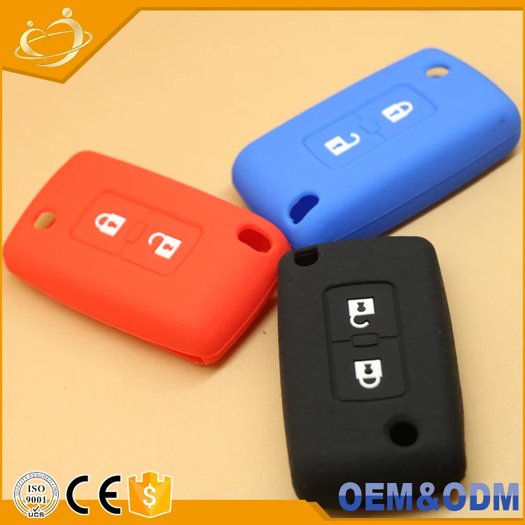 floding key 2 button 11 colors Silicone car key cover for mitsubishi pajero