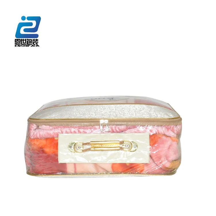 plastic quilt bags pillow bags with zipper pvc material sew with non woven fabric for rug bed sheet pillow packing