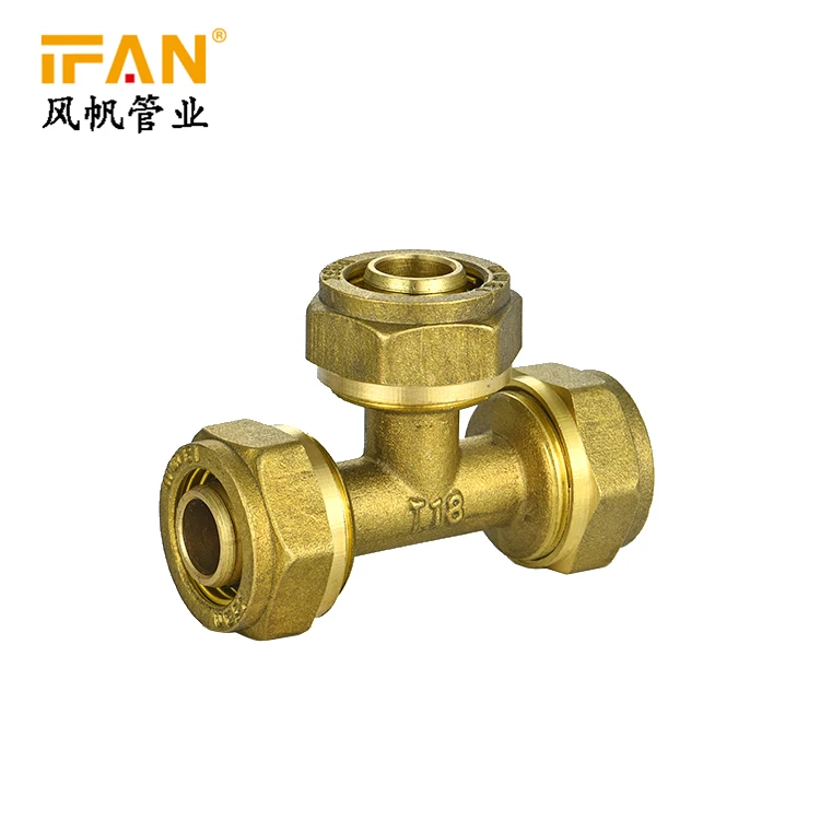 High Quality Wholesale PEX Fittings 16mm 18mm 20mm Brass Tee for PEX Pipe