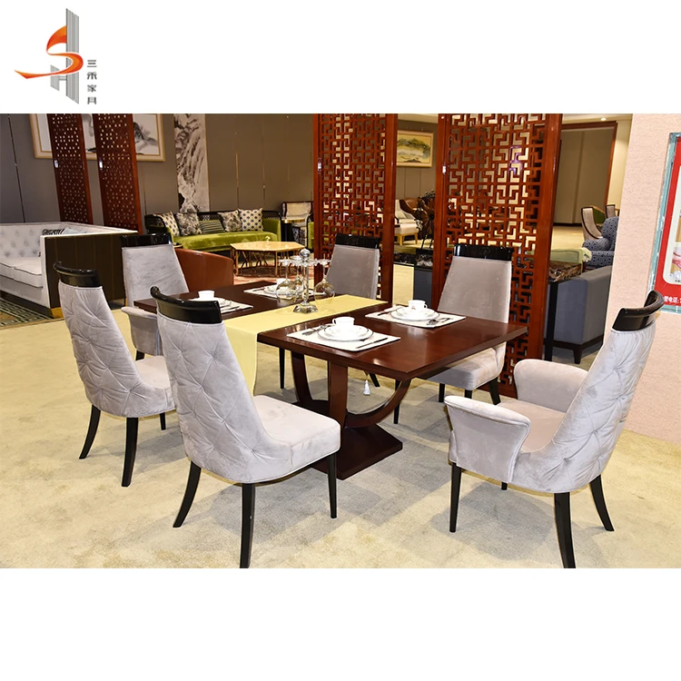 6 Piece french dining room sets modern hotel restaurant indoor dining room table furniture set