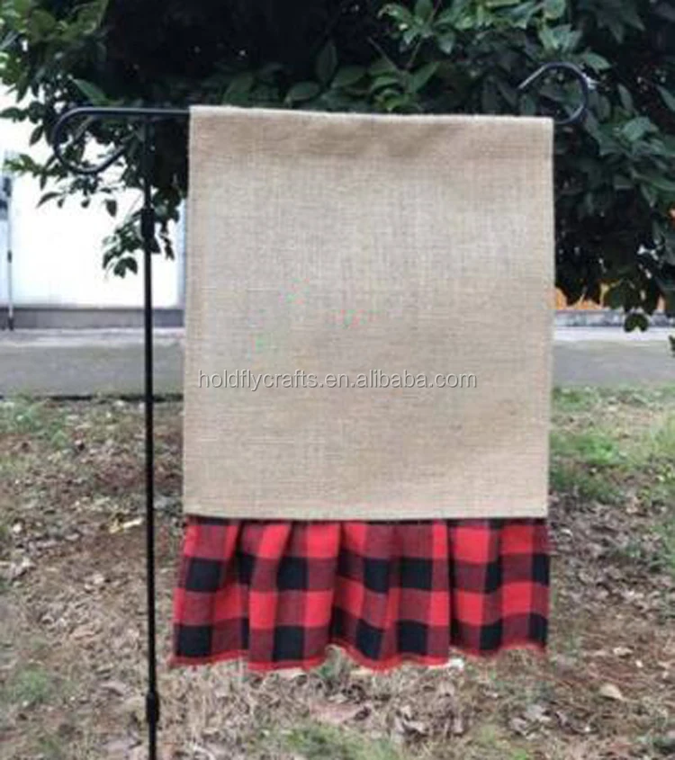Wholesale Various High Quality Burlap Ruffle Garden Flag, Ruffle Edge Burlap Garden Flag, Blank Garden Flag