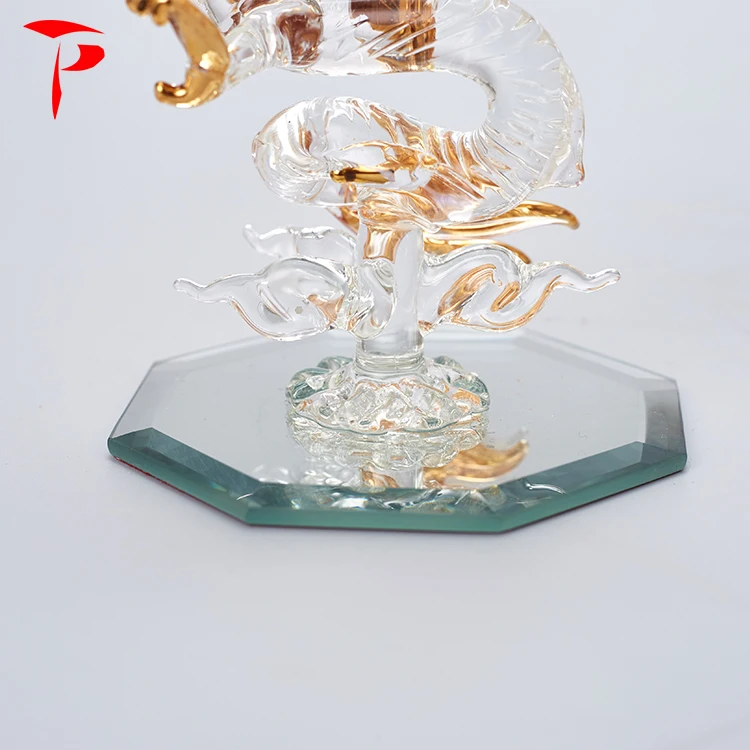 Golden Vertical Dragon Craft Glass Decoration Glass Vase Shapes and Names