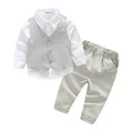 Baby boy clothes 2016 Gentleman spring kids clothes sets vest shirt pants suit clothing set Stripe