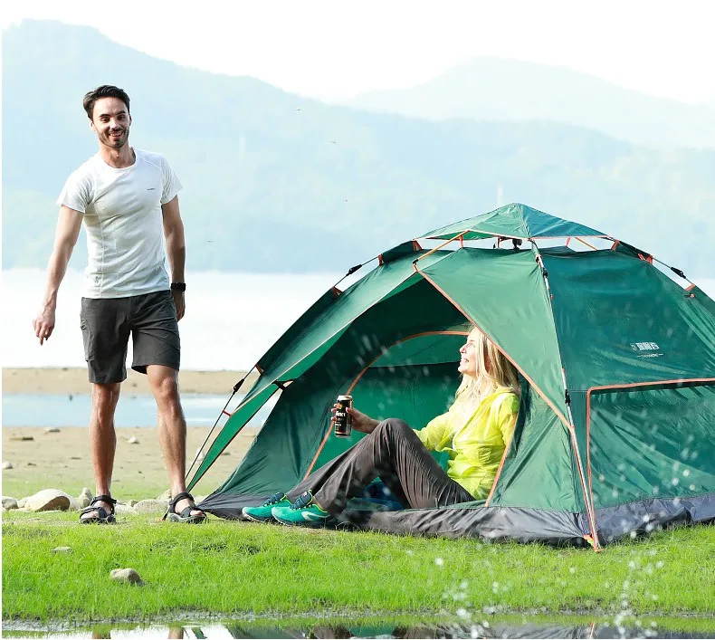 
Camping Tent 3-4 Person Automatic Instant Pop Up Waterproof Camping Hiking Travel Beach Tents For Family Groups 