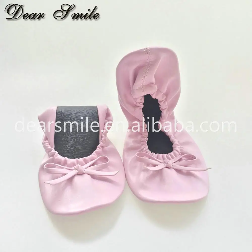Hot Selling ladies pink flats foldable ballet shoes with bag for driving ,shopping and party dance 2023 free shipping