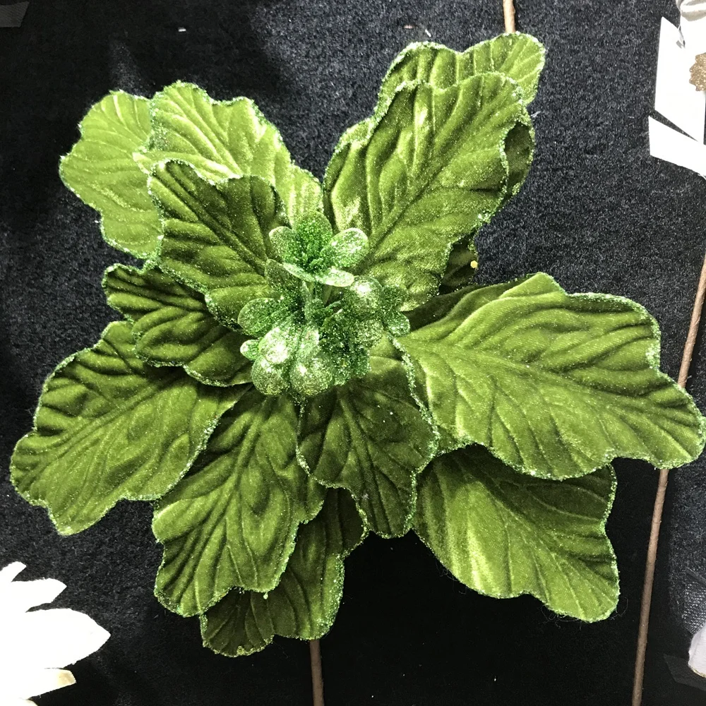 Artificial poinsettia Christmas plastic flower decorations picks for christmas wreath decor