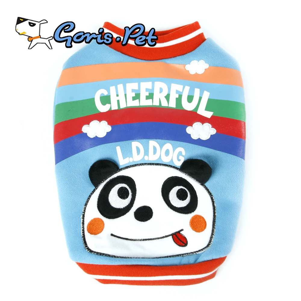Cute Panda Bear Printed Fleece T-Shirt Colorful Spring Pet Clothes for Dogs XL Size Cartoon Style Apparel