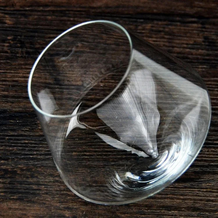 Handmade high borosilicate glass Rolling wine glasses stemless