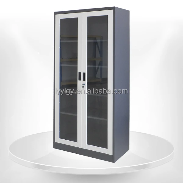 steel/iron living room almirah cupboard design glass door steel locker cabinet