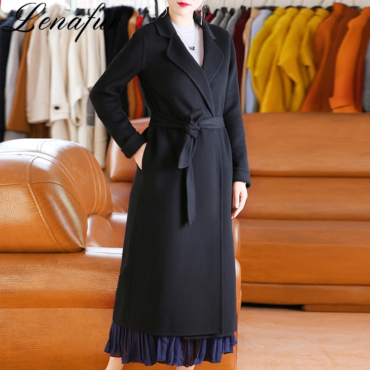 Winter cashmere wool long coat, fashion woman winter wool coat