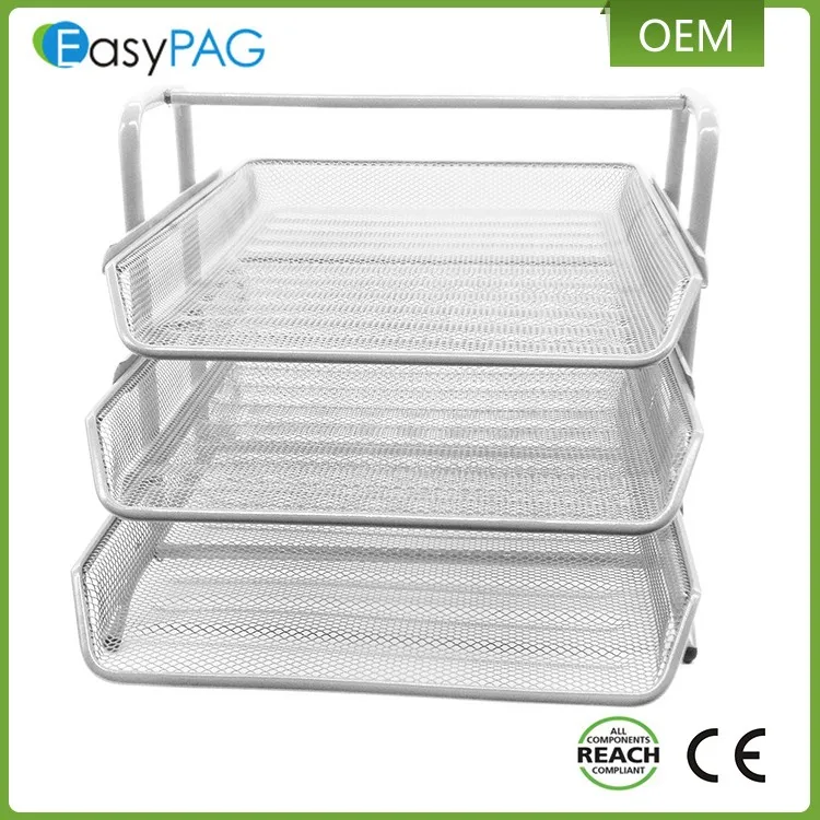 
Colorful fancy design 3 tier office supplies metal wire office box file racks 