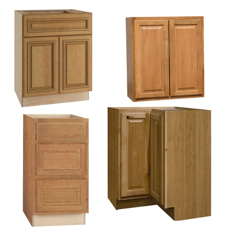 
raw material ready made wooden oak kitchen cabinets with sink 