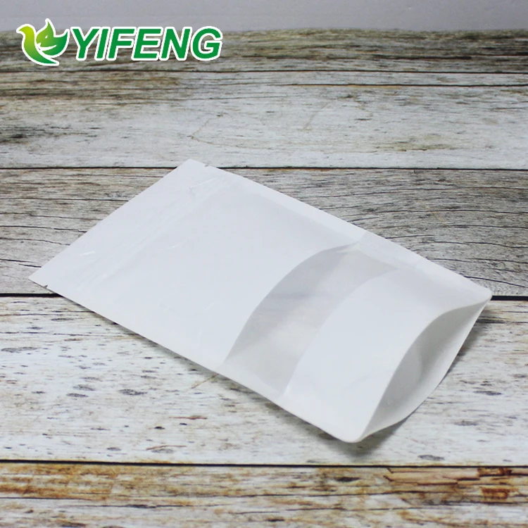 Ziplock Stand Up Pouch Kraft Paper Bags Doypack With Clear Window And Zipper