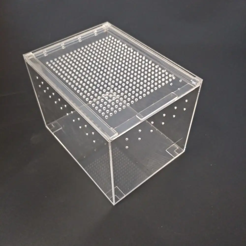 Acrylic terrarium pet display cases screen cage for reptile turtle hamster Breathable Big Acrylic Sliding Lid Clear Pet Box