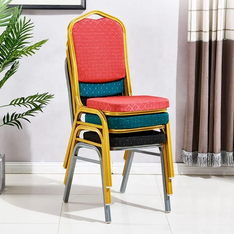 
Stackable gold metal frame Hotel cheap stackable banquet restaurant Chair 
