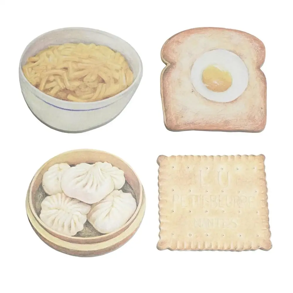 KAII Cute Breakfast Food Shape Sticky Notes Doughnut, Onigiri, Egg, Toast Shape Memo Pad Paper Office Self-Stick Notes