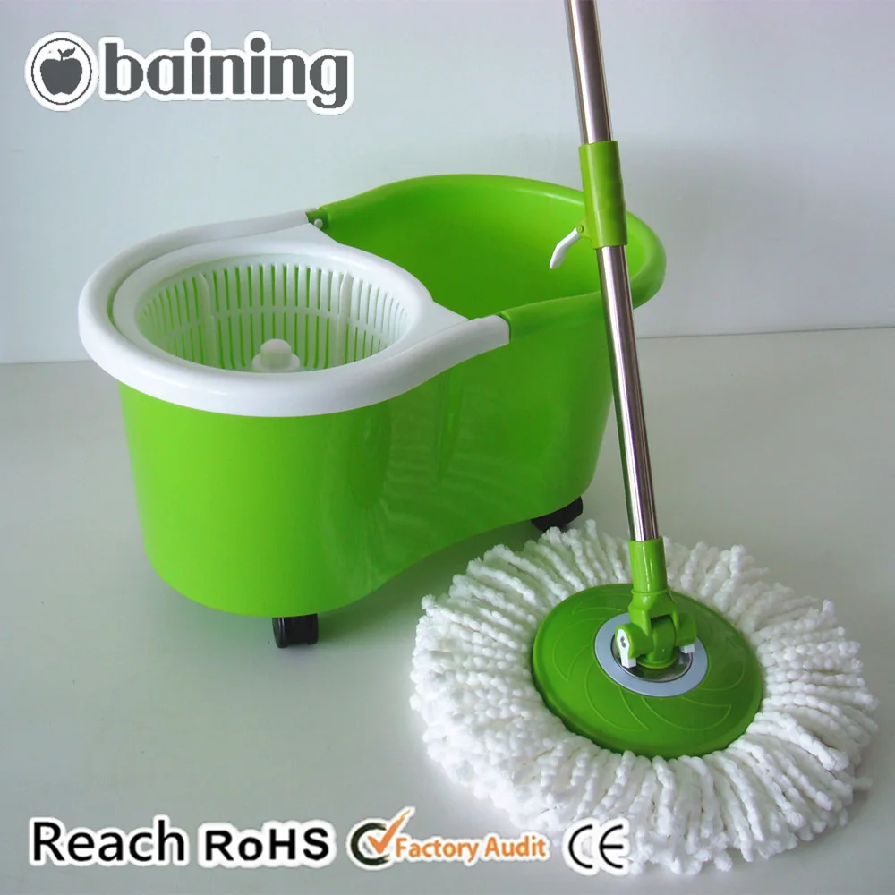 Green Color Mini Bucket Pedestrian Magic Mop 360 Spin Mop with Wheels